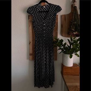 Navy & White Print Dress